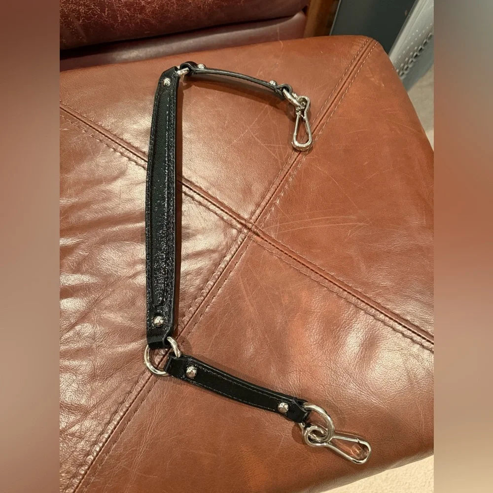 Coach Black patent Leather Purse Strap with Silver Accents - Picture 3 of 5